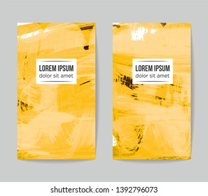 Set of vector business card templates with brush stroke background.
