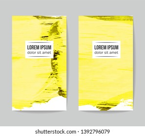 Set of vector business card templates with brush stroke background.