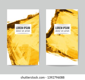 Set of vector business card templates with brush stroke background.