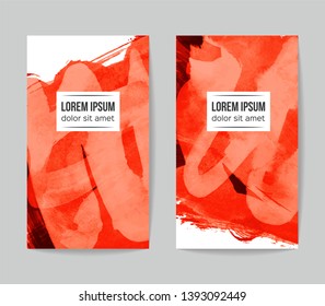 Set of vector business card templates with brush stroke background.