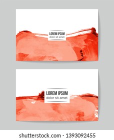 Set of vector business card templates with brush stroke background.