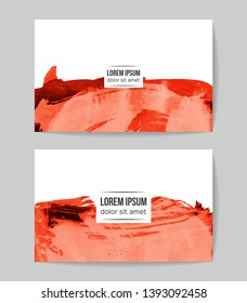 Set of vector business card templates with brush stroke background.