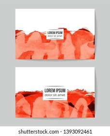 Set of vector business card templates with brush stroke background.