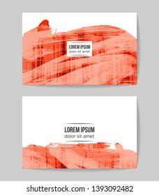 Set of vector business card templates with brush stroke background.