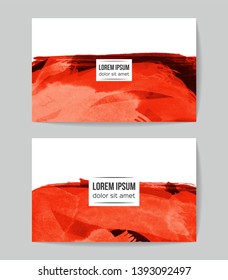 Set of vector business card templates with brush stroke background.