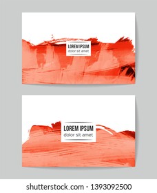 Set of vector business card templates with brush stroke background.