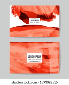 Set of vector business card templates with brush stroke background.