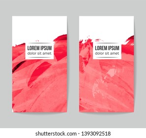 Set of vector business card templates with brush stroke background.