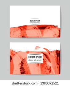 Set of vector business card templates with brush stroke background.