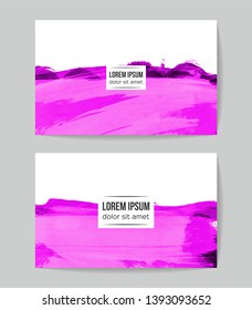 Set of vector business card templates with brush stroke background.