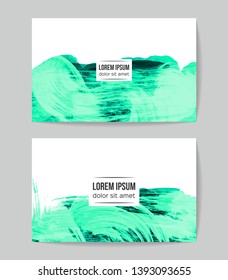Set of vector business card templates with brush stroke background.