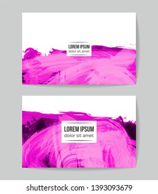 Set of vector business card templates with brush stroke background.
