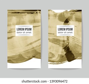 Set of vector business card templates with brush stroke background.