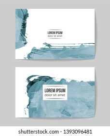 Set of vector business card templates with brush stroke background.