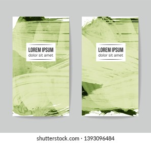 Set of vector business card templates with brush stroke background.