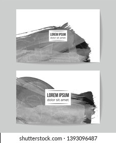 Set of vector business card templates with brush stroke background.
