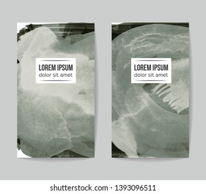 Set of vector business card templates with brush stroke background.