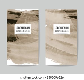 Set of vector business card templates with brush stroke background.