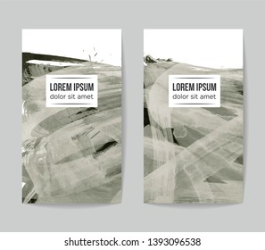 Set of vector business card templates with brush stroke background.