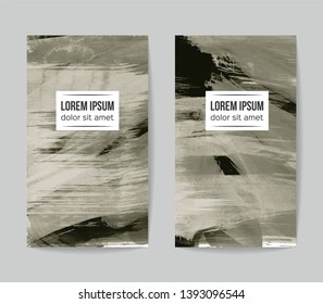 Set of vector business card templates with brush stroke background.