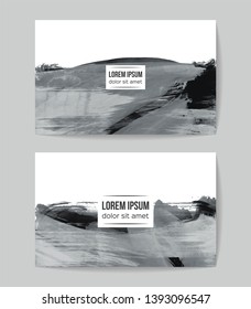 Set of vector business card templates with brush stroke background.