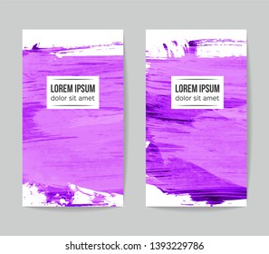 Set of vector business card templates with brush stroke background.