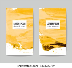 Set of vector business card templates with brush stroke background.