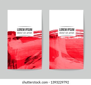 Set of vector business card templates with brush stroke background.