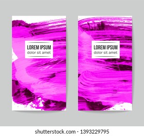 Set of vector business card templates with brush stroke background.