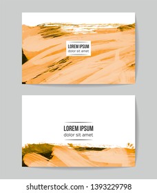 Set of vector business card templates with brush stroke background.