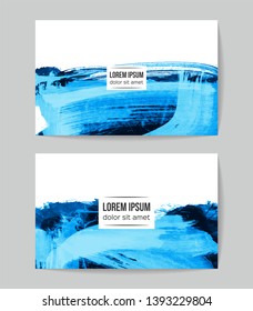 Set of vector business card templates with brush stroke background.