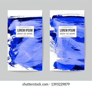 Set of vector business card templates with brush stroke background.