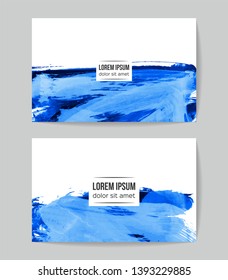 Set of vector business card templates with brush stroke background.