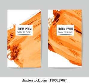 Set of vector business card templates with brush stroke background.