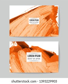Set of vector business card templates with brush stroke background.