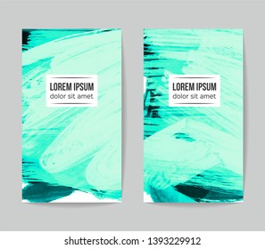Set of vector business card templates with brush stroke background.