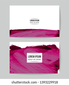 Set of vector business card templates with brush stroke background.