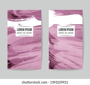 Set of vector business card templates with brush stroke background.