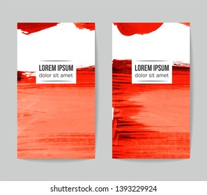 Set of vector business card templates with brush stroke background.