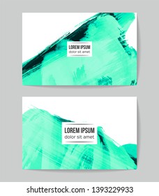 Set of vector business card templates with brush stroke background.