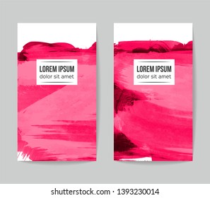 Set of vector business card templates with brush stroke background.