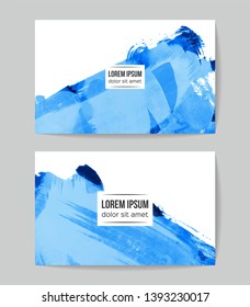 Set of vector business card templates with brush stroke background.