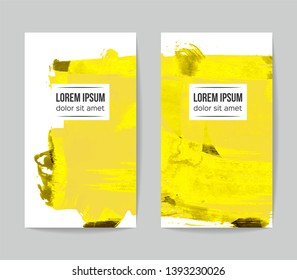 Set of vector business card templates with brush stroke background.
