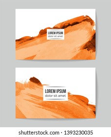 Set of vector business card templates with brush stroke background.