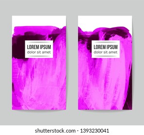 Set of vector business card templates with brush stroke background.