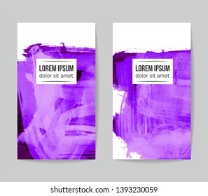 Set of vector business card templates with brush stroke background.