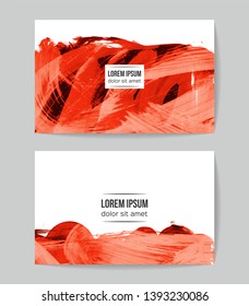 Set of vector business card templates with brush stroke background.