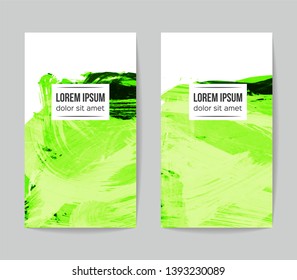 Set of vector business card templates with brush stroke background.