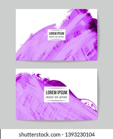 Set of vector business card templates with brush stroke background.