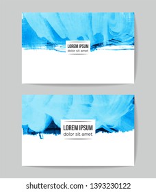 Set of vector business card templates with brush stroke background.